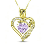 14K Gold Plated 12 Months Birthstone Rose Flower Pendant Necklace Anniversary Birthday Gift