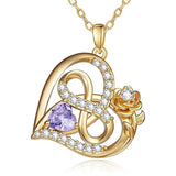 Sterling Silver Birthstone Rose Necklace for Women