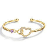 14K Gold Plated Birthstone Infinity Heart Bangle Bracelet for Women