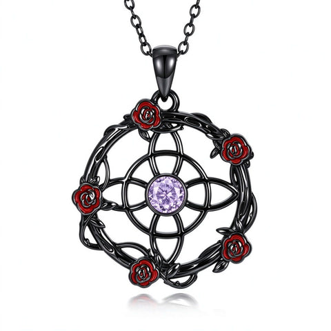 Sterling Silver Black Heart Skeleton Birthstone Necklace With Engraved Halloween Gift