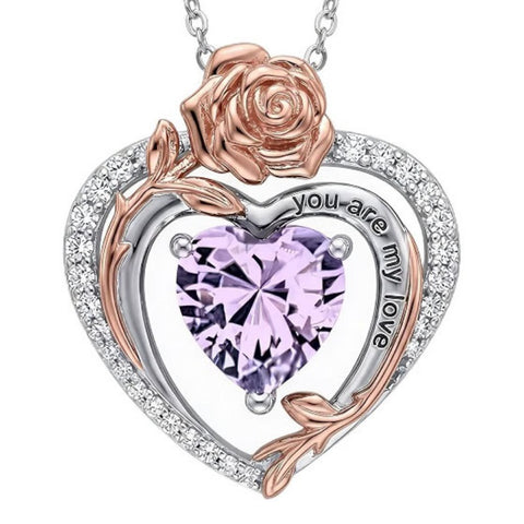 14K Gold Plated  Birthstone Rose Flower Necklaces for Women