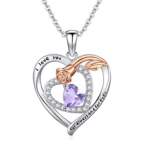 14K Gold Plated  Birthstone Rose Flower Necklaces for Women