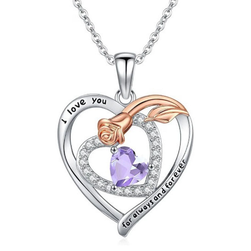 14K Gold Plated  Birthstone Rose Flower Necklaces for Women