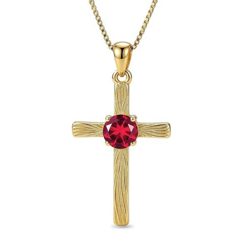 14K Gold Plated  Birthstone Cross Necklace  Pendant Necklace Mother's Day Birthday Gifts for Women