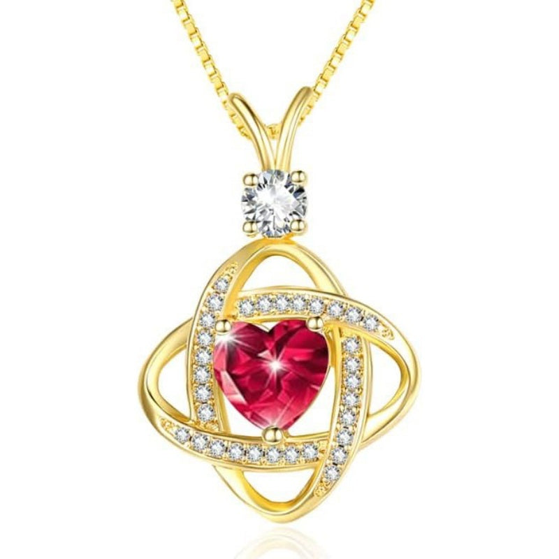 14K Gold Plated Heart Birthstone Infinity Pendant Necklace for Women Anniversary Christmas Birthday Gifts