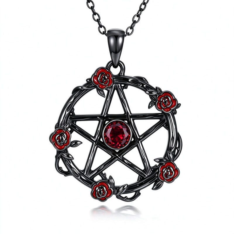 Sterling Silver Black Heart Skeleton Birthstone Necklace With Engraved Halloween Gift