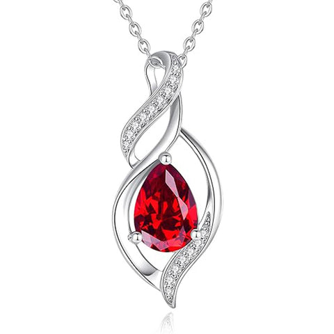 Sterling Silver Teardrop Birthstone Infinity Love Necklace for Women