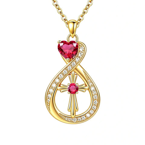 14K Gold Plated Infinity Birthstone  Butterfly Cross Necklace for Women