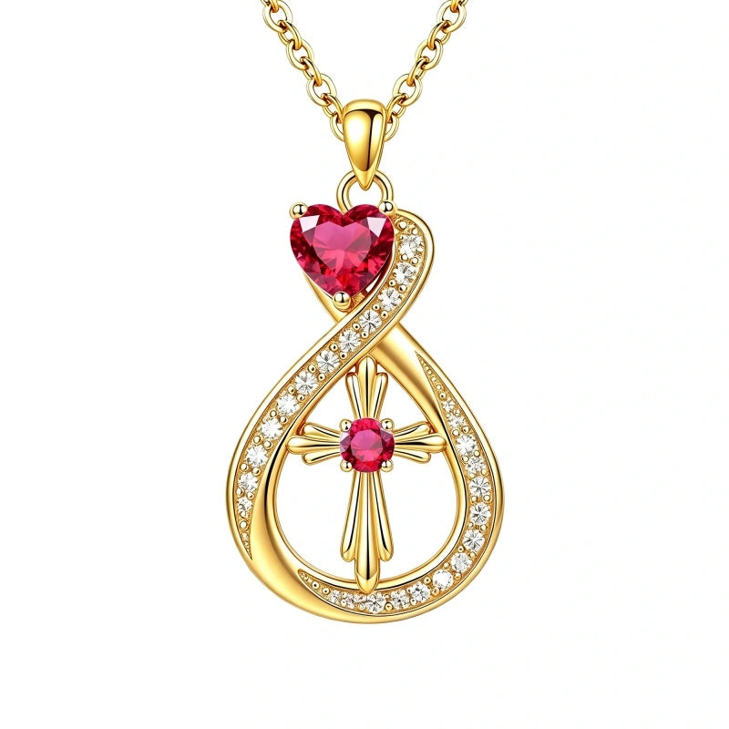 14K Gold Plated Infinity Birthstone  Butterfly Cross Necklace for Women