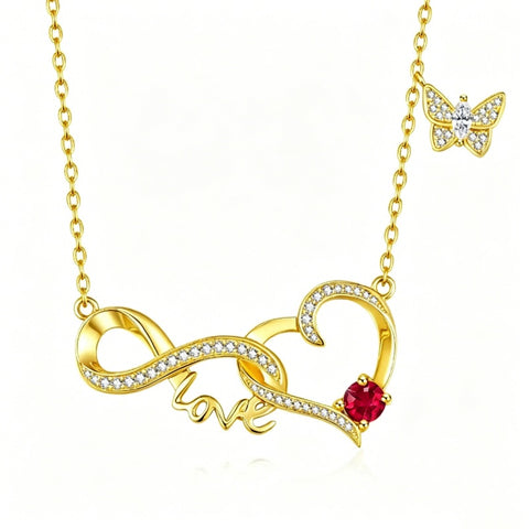 14K Gold Plated Birthstone Infinity Butterfly Necklace for Women