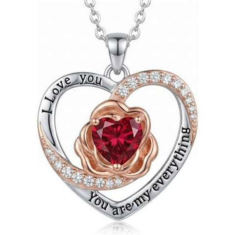 14K Gold Plated  Birthstone Rose Flower Necklaces for Women