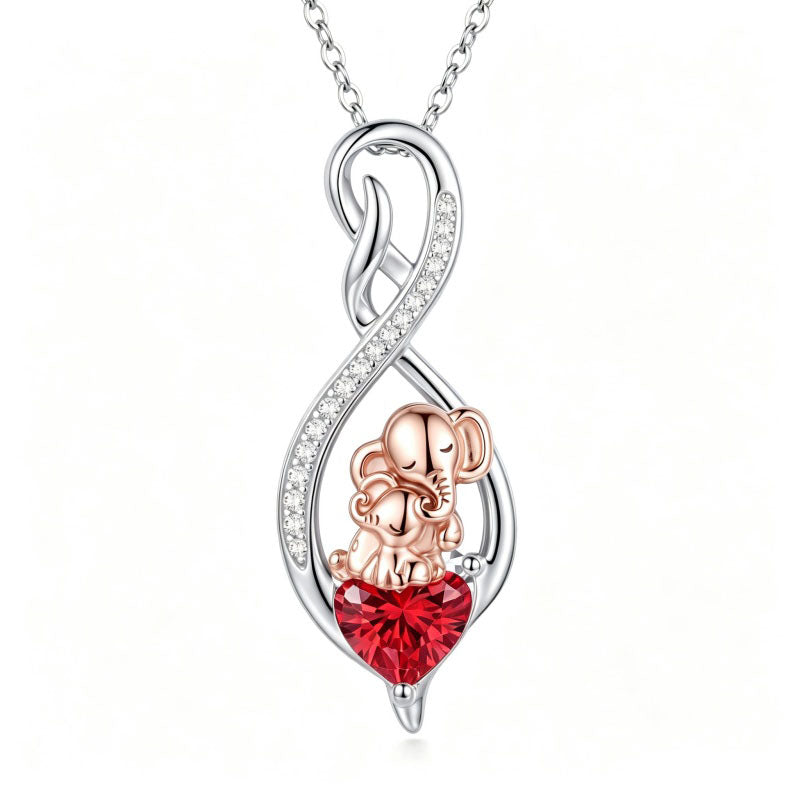 Sterling Silver 12 Month Birthstone Infinity Heart Animal Pendant Necklace Christmas Birthday Jewelry Gift