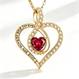 14K Gold Plated Love Heart Birthstone Necklace for Women