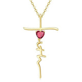 Cross Faith Heart 14K Gold Plated  Birthstone Necklaces for Women