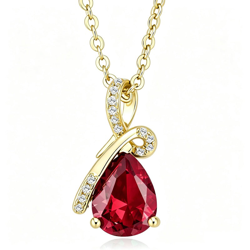 14K Gold Plated  Teardrop Birthstone Pendant Necklace Birthday Gifts for Women