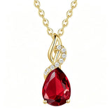 14K Gold Plated  Teardrop Birthstone Pendant Necklace Birthday Gifts for Women