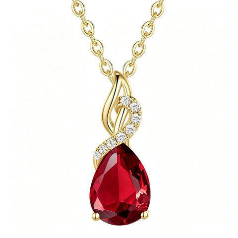 14K Gold Plated  Teardrop Birthstone Pendant Necklace Birthday Gifts for Women
