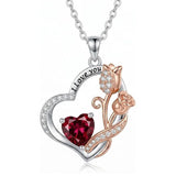 14K Gold Plated  Birthstone Rose Flower Necklaces for Women