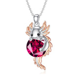 Sterling Silver Birthstone  Axolotl Pendant Necklace