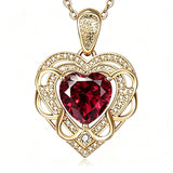 14K Gold Plated Heart Birthstone Heart Necklace for Women Fashion Wedding Anniversary Birthday Gifts