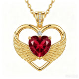 14K Gold Plated 12-Month Birthstone Infinity Angel Wings Pendant Necklace for Women