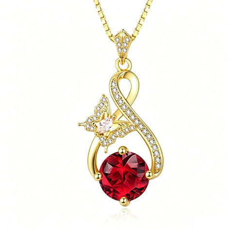 14K Gold Plated Birthstone Infinity Butterfly Necklace for Women