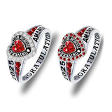 Sterling Silver Personalized Birthstone Engraved Class Rings for Women, College Senior High School Ring