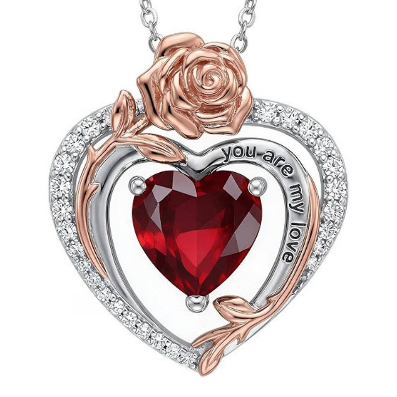 14K Gold Plated  Birthstone Rose Flower Necklaces for Women