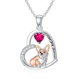 14K Gold Birthstone Corgi Pendant Necklace