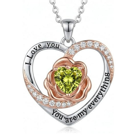 14K Gold Plated  Birthstone Rose Flower Necklaces for Women