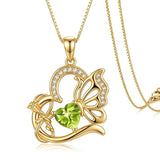 14K Gold Plated Heart Birthstone Infinity Cross Butterfly Necklace for Women
