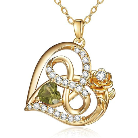 Sterling Silver Birthstone Rose Necklace for Women