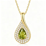 14K Gold  Plated 1CT Pear Teardrop Birthstone Pendant Necklace for Women