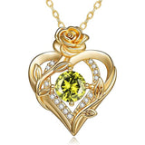 Sterling Silver Birthstone Rose Necklace for Women