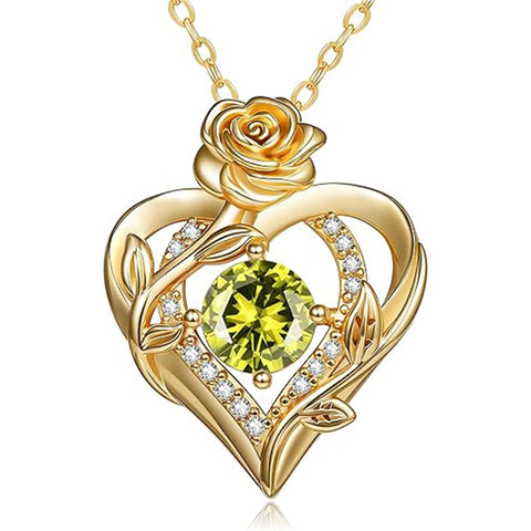 Sterling Silver Birthstone Rose Necklace for Women