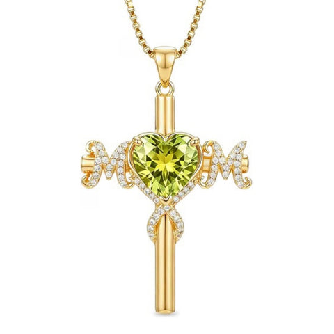 14K Gold Plated  Birthstone Cross Necklace  Pendant Necklace Mother's Day Birthday Gifts for Women