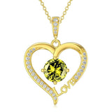 14K Gold Plated  12 Months Heart Birthstone Pendant Necklace Birthday Wedding Anniversary Jewelry Gifts for Women