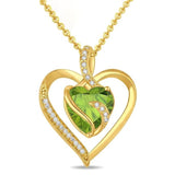 14K Gold Plated  12 Months Heart Birthstone Pendant Necklace Birthday Wedding Anniversary Jewelry Gifts for Women