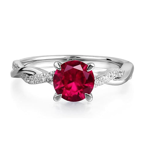 Sterling Silver 7x7mm Round Cut Gemstone Twist Infinity Engagement Ring for Women