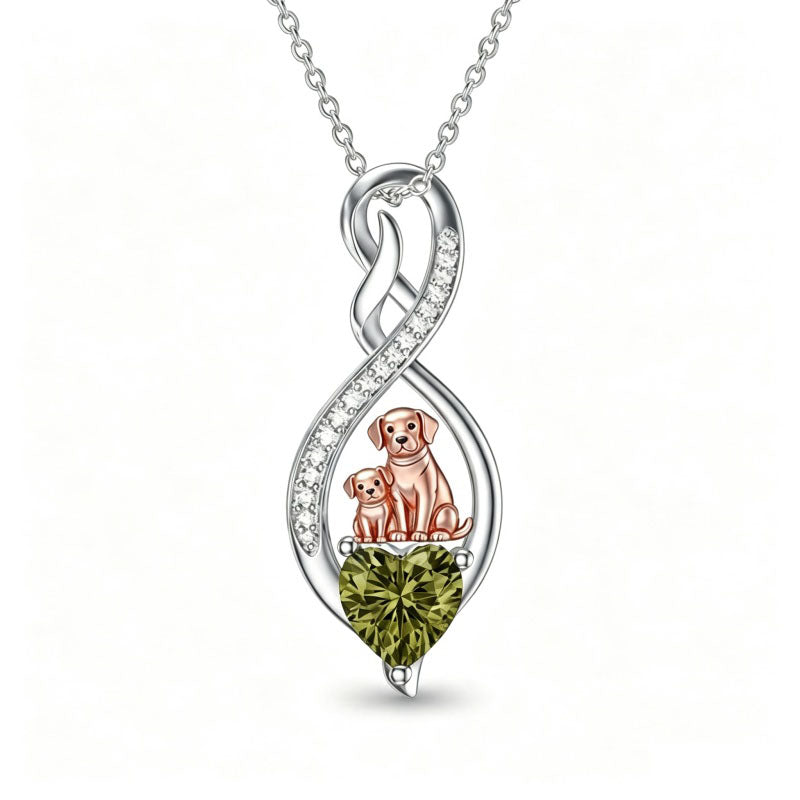 Sterling Silver 12 Month Birthstone Infinity Heart Animal Pendant Necklace Christmas Birthday Jewelry Gift
