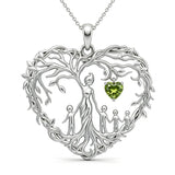 Sterling Silver Heart Pendant Birthstone Tree of Life Mother Child Family Necklace