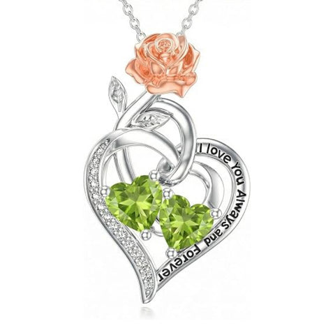 Double Birthstone Necklace 14K Gold Plated You Are My Sunshine Sunflower Necklace Heart Pendant Necklace