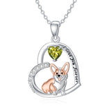 14K Gold Birthstone Corgi Pendant Necklace