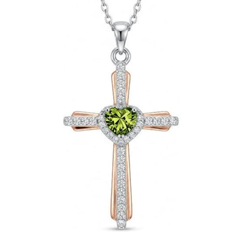 14K Gold Plated Birthstone Cross Necklace for Women  Protection Jewelry