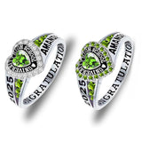 Sterling Silver Personalized Birthstone Engraved Class Rings for Women, College Senior High School Ring
