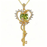 Birthstone Infinity Heart 14K Gold Plated Butterfly Key Pendant Necklace Gift for Her