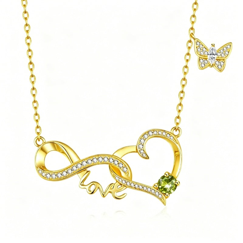 14K Gold Plated Birthstone Infinity Butterfly Necklace for Women