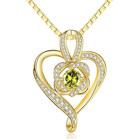 Sterling Silver Round Birthstone Necklace for Women