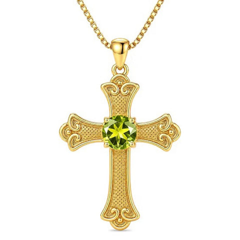14K Gold Plated  Birthstone Cross Necklace  Pendant Necklace Mother's Day Birthday Gifts for Women