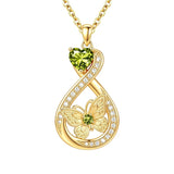 14K Gold Plated Infinity Birthstone  Butterfly Cross Necklace for Women